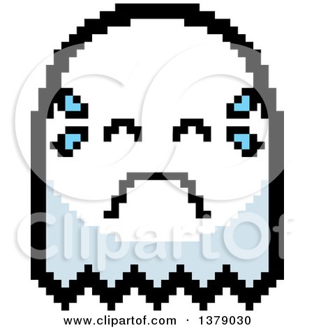 Clipart of a Crying Ghost in 8 Bit Style - Royalty Free Vector Illustration by Cory Thoman