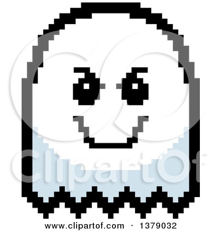 Clipart of a Grinning Evil Ghost in 8 Bit Style - Royalty Free Vector Illustration by Cory Thoman