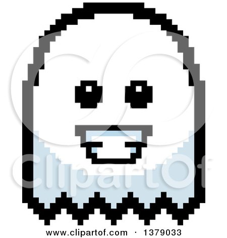 Clipart of a Happy Ghost in 8 Bit Style - Royalty Free Vector Illustration by Cory Thoman