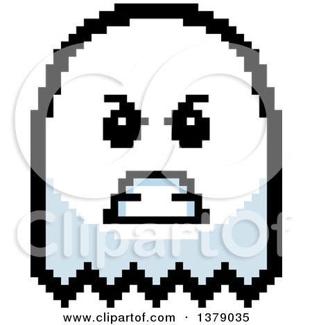 Clipart of a Mad Ghost in 8 Bit Style - Royalty Free Vector Illustration by Cory Thoman