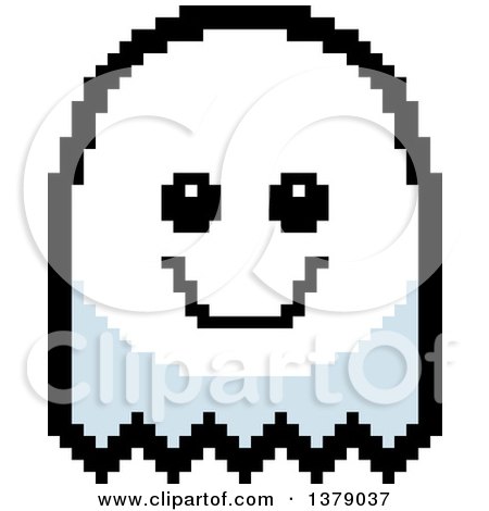 Clipart of a Happy Ghost in 8 Bit Style - Royalty Free Vector Illustration by Cory Thoman