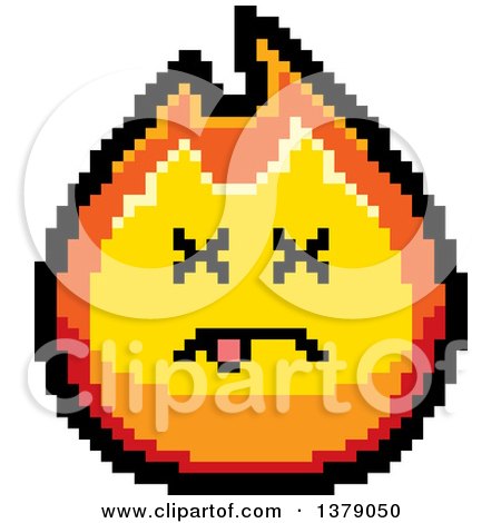 Clipart of a Dead Fire Character in 8 Bit Style - Royalty Free Vector Illustration by Cory Thoman