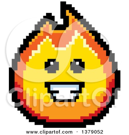 Clipart of a Happy Fire Character in 8 Bit Style - Royalty Free Vector Illustration by Cory Thoman