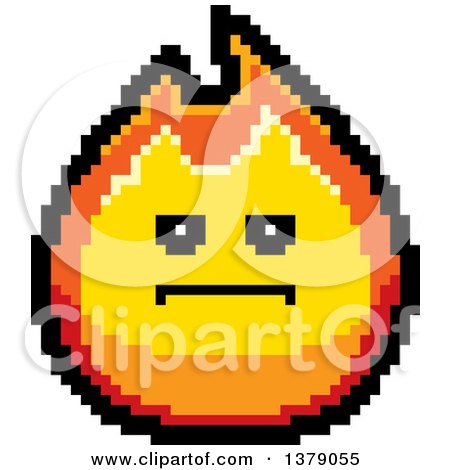 Clipart of a Serious Fire Character in 8 Bit Style - Royalty Free Vector Illustration by Cory Thoman