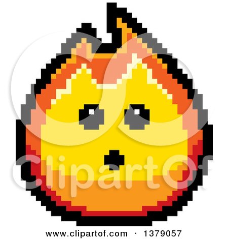 Clipart of a Surprised Fire Character in 8 Bit Style - Royalty Free Vector Illustration by Cory Thoman