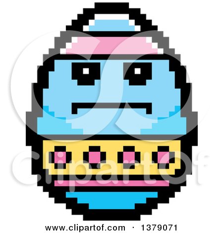 Clipart of a Serious Easter Egg Character in 8 Bit Style - Royalty Free Vector Illustration by Cory Thoman
