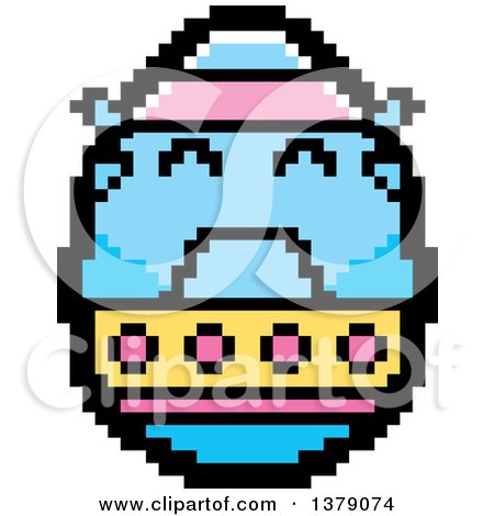 Clipart of a Crying Easter Egg Character in 8 Bit Style - Royalty Free Vector Illustration by Cory Thoman