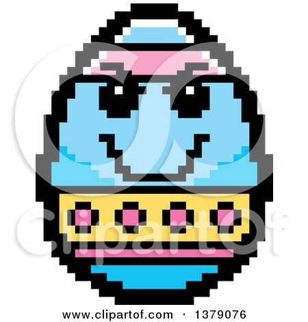 Clipart of a Grinning Evil Easter Egg Character in 8 Bit Style - Royalty Free Vector Illustration by Cory Thoman