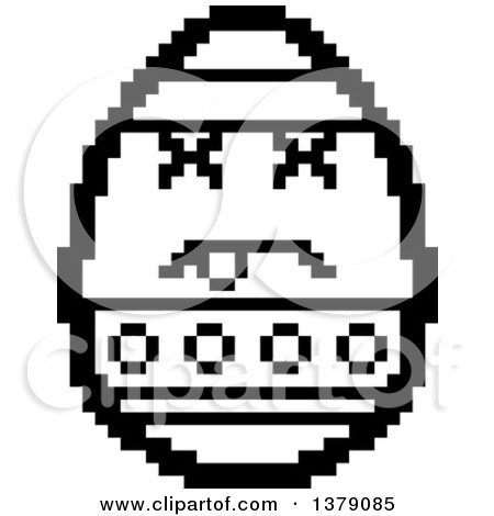 Clipart of a Black and White Dead Easter Egg Character in 8 Bit Style - Royalty Free Vector Illustration by Cory Thoman