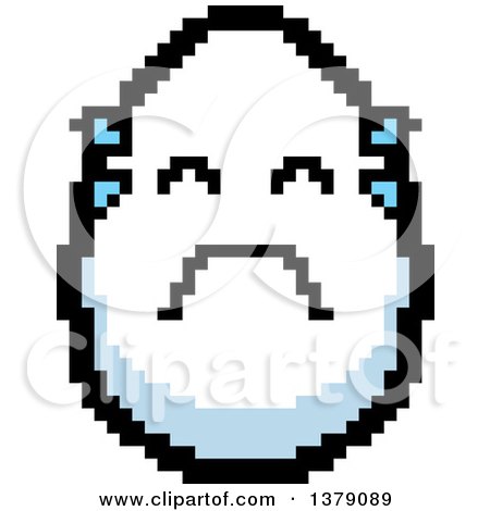 Clipart of a Crying Egg Character in 8 Bit Style - Royalty Free Vector Illustration by Cory Thoman