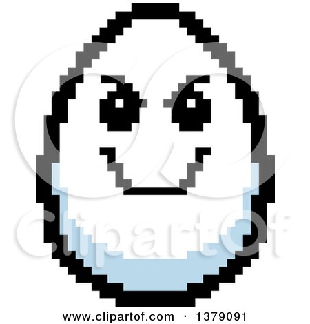 Clipart of a Grinning Evil Egg Character in 8 Bit Style - Royalty Free Vector Illustration by Cory Thoman