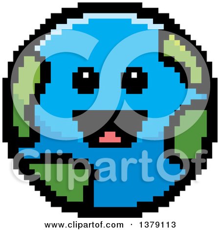 Clipart of a Happy Earth Character in 8 Bit Style - Royalty Free Vector Illustration by Cory Thoman