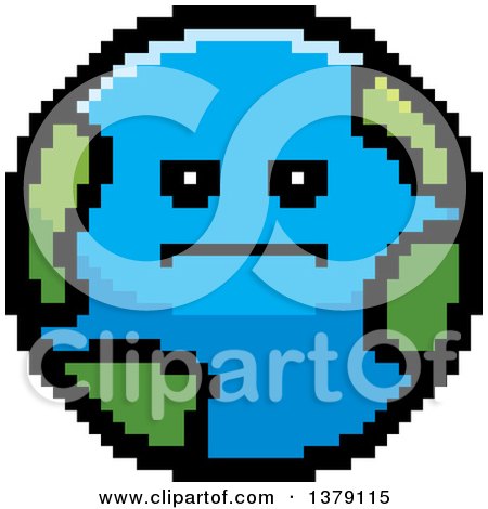 Clipart of a Serious Earth Character in 8 Bit Style - Royalty Free Vector Illustration by Cory Thoman