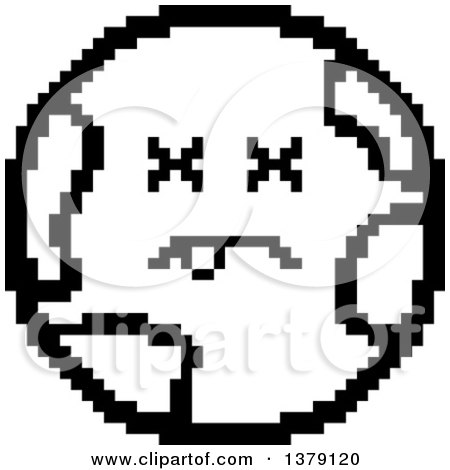 Clipart of a Black and White Dead Earth Character in 8 Bit Style - Royalty Free Vector Illustration by Cory Thoman