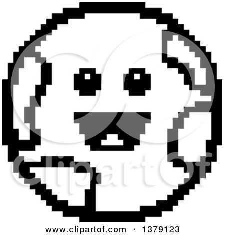 Clipart of a Black and White Happy Earth Character in 8 Bit Style - Royalty Free Vector Illustration by Cory Thoman