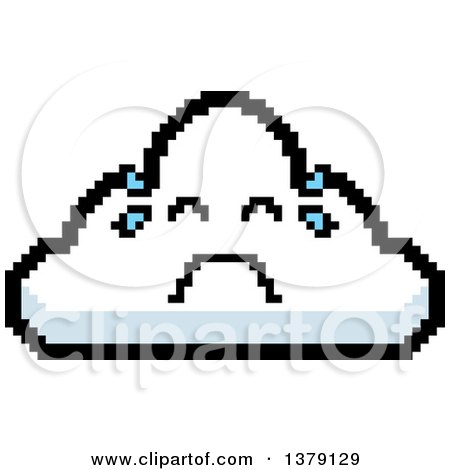 Clipart of a Crying Cloud Character in 8 Bit Style - Royalty Free Vector Illustration by Cory Thoman
