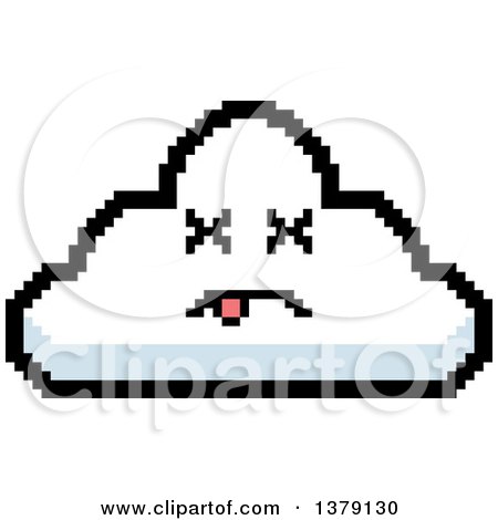 Clipart of a Dead Cloud Character in 8 Bit Style - Royalty Free Vector Illustration by Cory Thoman