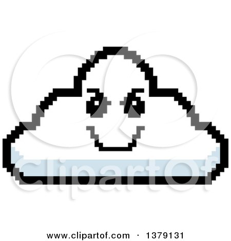 Clipart of a Grinning Evil Cloud Character in 8 Bit Style - Royalty Free Vector Illustration by Cory Thoman