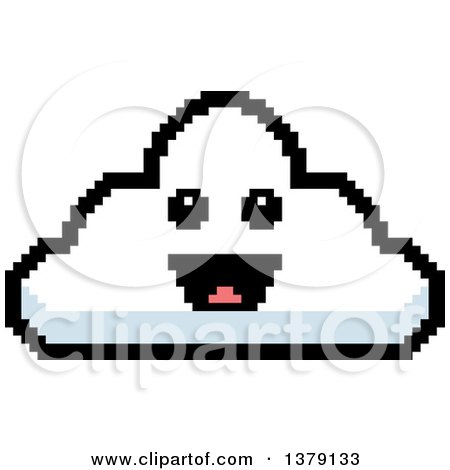 Clipart of a Happy Cloud Character in 8 Bit Style - Royalty Free Vector Illustration by Cory Thoman