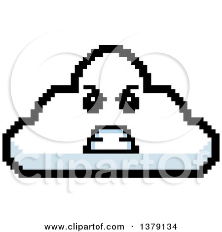 Clipart of a Mad Cloud Character in 8 Bit Style - Royalty Free Vector Illustration by Cory Thoman