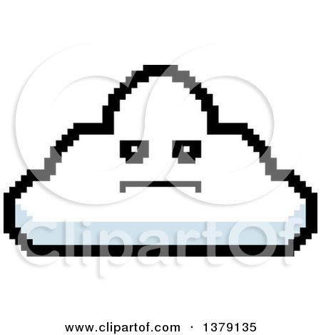 Clipart of a Serious Cloud Character in 8 Bit Style - Royalty Free Vector Illustration by Cory Thoman