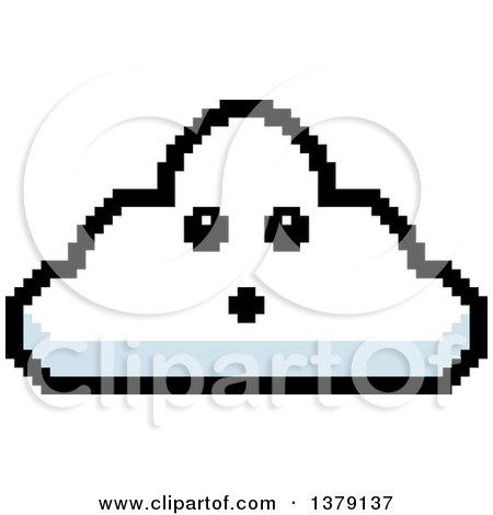 Clipart of a Surprised Cloud Character in 8 Bit Style - Royalty Free Vector Illustration by Cory Thoman