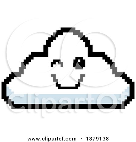 Clipart of a Winking Cloud Character in 8 Bit Style - Royalty Free Vector Illustration by Cory Thoman
