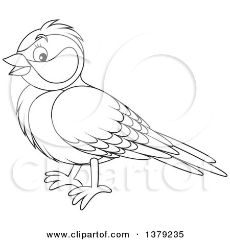 Clipart of a Black and White Tomtit Bird in Profile - Royalty Free Vector Illustration by Alex Bannykh
