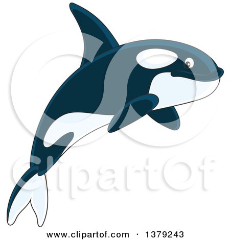 Clipart of a Cute Leaping Orca Killer Whale - Royalty Free Vector Illustration by Alex Bannykh