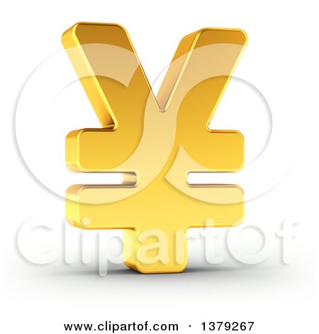 Clipart of a 3d Golden Yen Currency Symbol, on a Shaded White Background - Royalty Free Illustration by stockillustrations