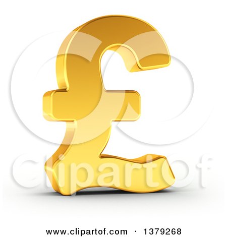 Clipart of a 3d Golden Pound Currency Symbol, on a Shaded White Background - Royalty Free Illustration by stockillustrations