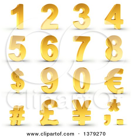 Clipart of a 3d Golden Dollar Currency Symbol, on a Shaded White Background - Royalty Free Illustration by stockillustrations