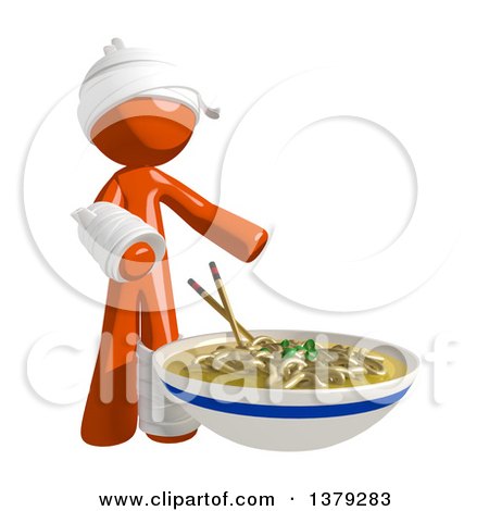 Clipart of an Injured Orange Man with a Bowl of Noodles - Royalty Free Illustration by Leo Blanchette