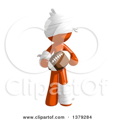 Clipart of an Injured Orange Man Holding a Football - Royalty Free Illustration by Leo Blanchette