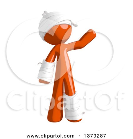 Clipart of an Injured Orange Man Waving - Royalty Free Illustration by Leo Blanchette