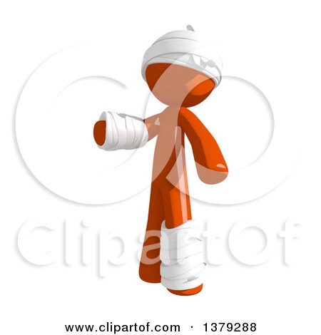 Clipart of an Injured Orange Man Presenting - Royalty Free Illustration by Leo Blanchette
