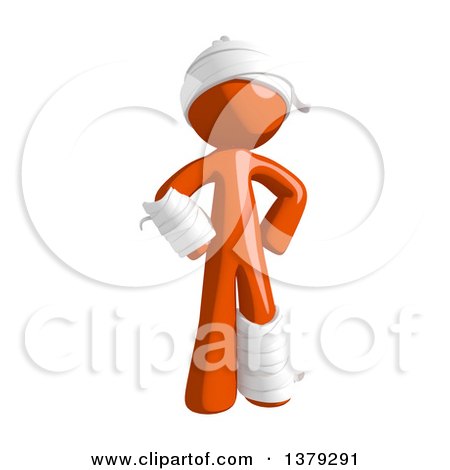 Clipart of an Injured Orange Man Standing with Hands on His Hips - Royalty Free Illustration by Leo Blanchette