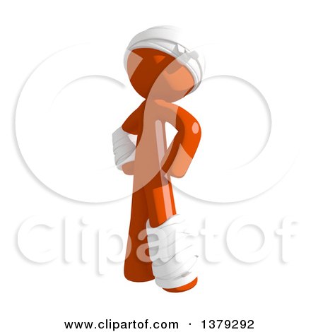 Clipart of an Injured Orange Man Standing with Hands on His Hips - Royalty Free Illustration by Leo Blanchette