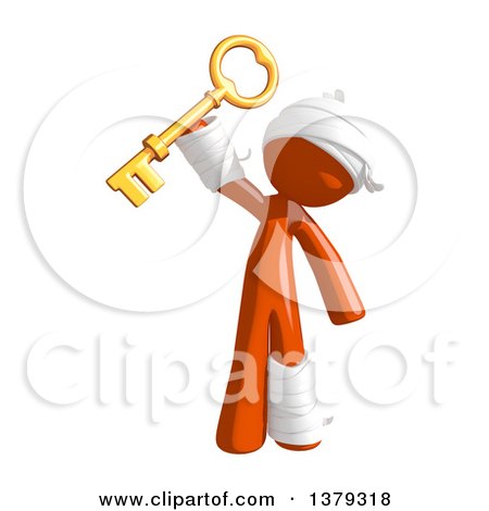 Clipart of an Injured Orange Man Holding a Key - Royalty Free Illustration by Leo Blanchette