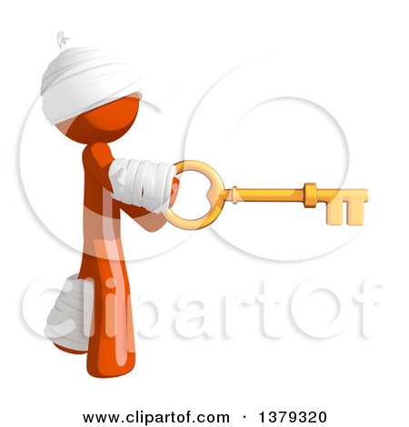 Clipart of an Injured Orange Man Holding a Key - Royalty Free Illustration by Leo Blanchette