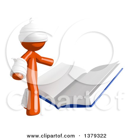 Clipart of an Injured Orange Man Reading a Book - Royalty Free Illustration by Leo Blanchette