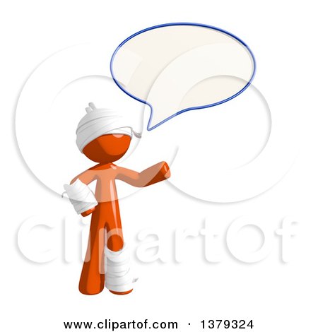 Clipart of an Injured Orange Man Talking - Royalty Free Illustration by Leo Blanchette