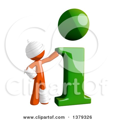Clipart of an Injured Orange Man with an I Information Icon - Royalty Free Illustration by Leo Blanchette
