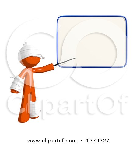 Clipart of an Injured Orange Man Presenting a White Board - Royalty Free Illustration by Leo Blanchette
