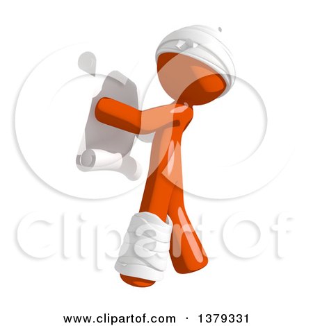 Clipart of an Injured Orange Man Reading a Scroll - Royalty Free Illustration by Leo Blanchette