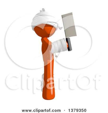 Clipart of an Injured Orange Man Holding a Cleaver Knife - Royalty Free Illustration by Leo Blanchette