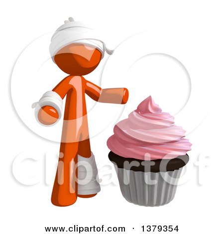 Clipart of an Injured Orange Man with a Cupcake - Royalty Free Illustration by Leo Blanchette