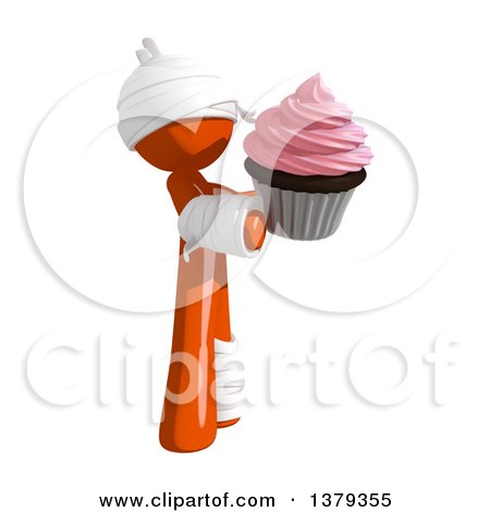 Clipart of an Injured Orange Man with a Cupcake - Royalty Free Illustration by Leo Blanchette