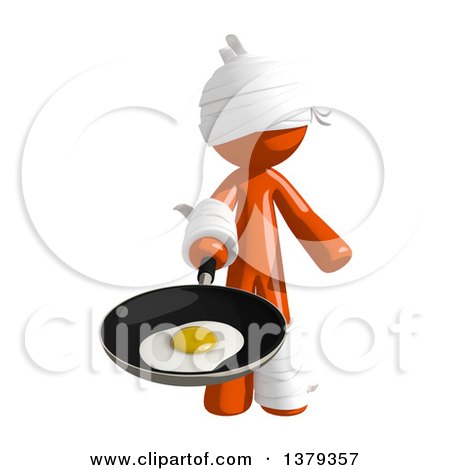 Clipart of an Injured Orange Man Frying an Egg - Royalty Free Illustration by Leo Blanchette