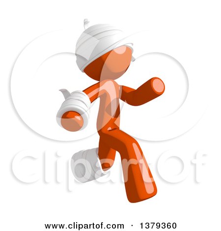 Clipart of an Injured Orange Man Running - Royalty Free Illustration by Leo Blanchette